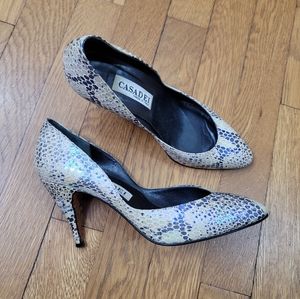 VTG Casadei Iridescent Snakeskin Pumps